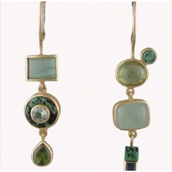 Green Modern Earrings - Picture 3 of 4